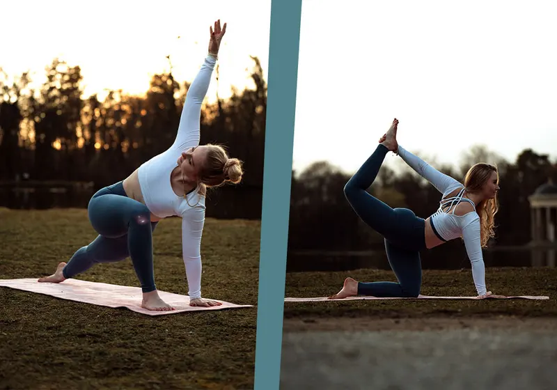 Annabelle praktiziert Yoga im Freien